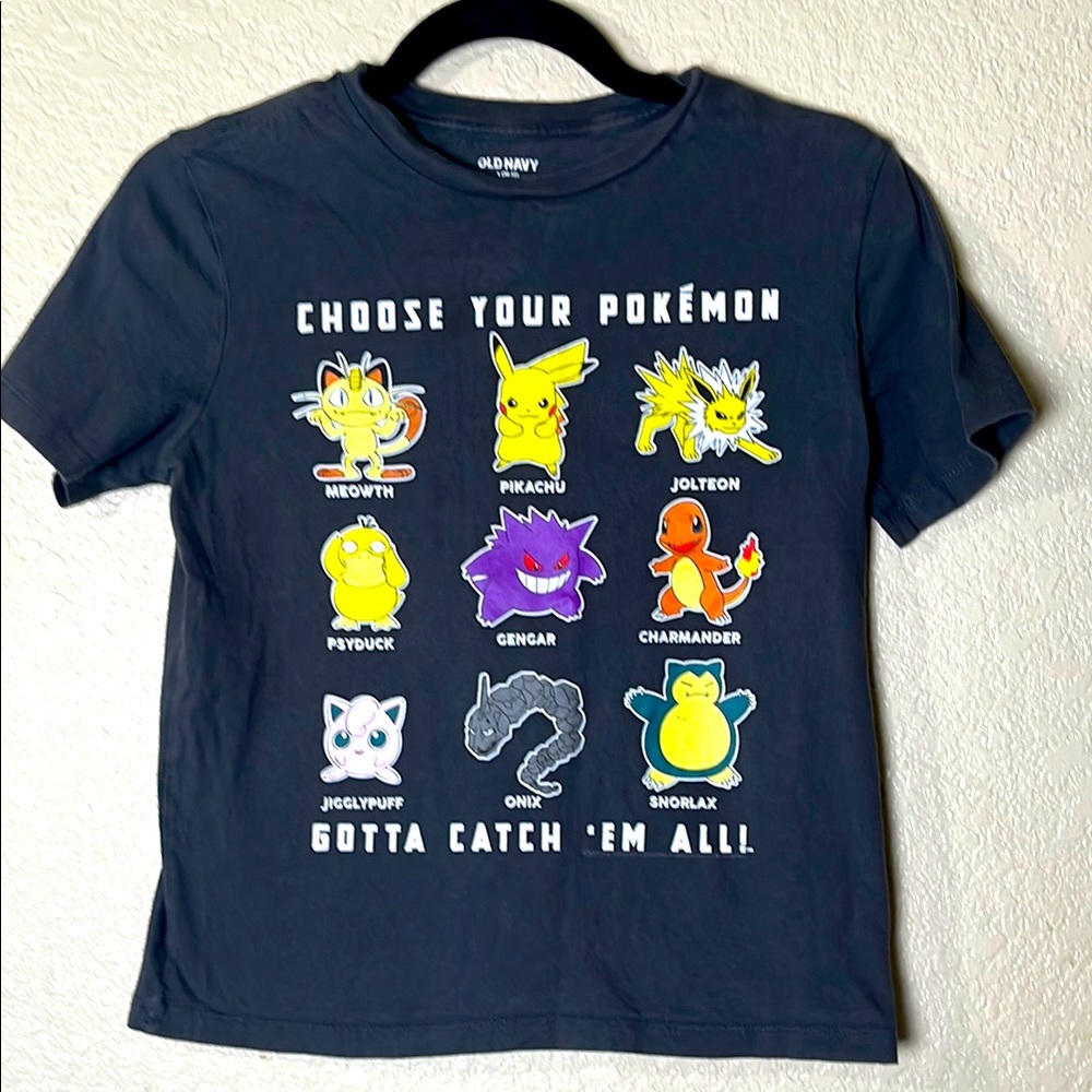 Old Navy Kids' Black "Choose Your Pokémon" Graphic Tee Boys Size L 10/12